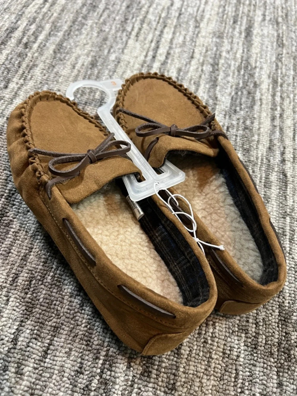 Cat & Jack Brown Suede Moccasin Slippers with Bow Size 3